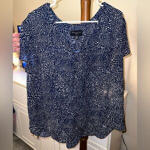 Premise Navy/White Patterned Blouse
